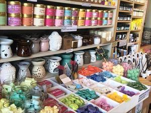 Popular bath marbles and vegan-friendly wax melts available at Crystal Cave and Serenity.