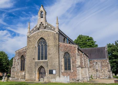 A shot taken of the exterior of the church.