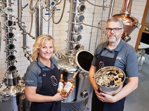 Warm welcome inside Whatahoot Gin Distillery in King's Lynn, west Norfolk.