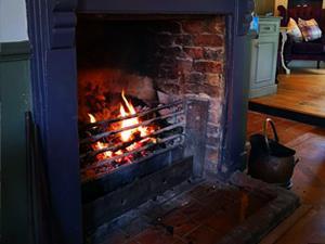 A warm fire at The Crown Inn in Gayton, west Norfolk.