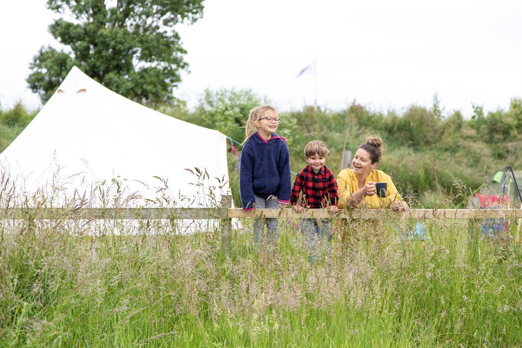 enjoy a relaxed glamping stay by the beach, with country meadow views