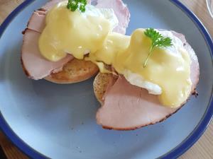 Eggs Benedict available for breakfast at Belle Vue Guest House in Denver near Downham Market.