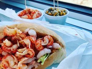 Prawn baguettes served at The Crab Hut in Brancaster Staithe, west Norfolk.