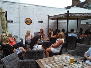 Beer garden at The Fenman Freehouse in King's Lynn, west Norfolk.