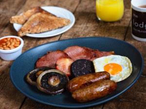 A delicious cooked English breakfast served at The Lodge restaurant in Hunstanton, west Norfolk.