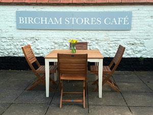 The outdoor seating area at Bircham Country Stores.
