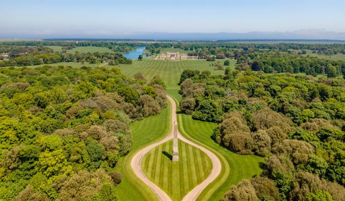 Birds eye view of Holkham Hall in west Norfolk.