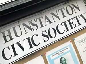 Hunstanton Civic Society sign on a notice board in Hunstanton.