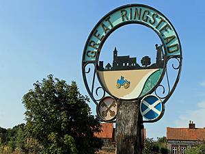 The village sign at RIngstead in west Norfolk.