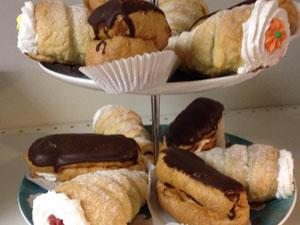 Delicious sweet pastries for sale at Smiths the Bakers in King's Lynn, west Norfolk.