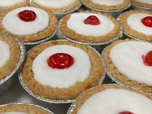 Cherry bakewells served at Smiths the Bakers in King's Lynn, west Norfolk.