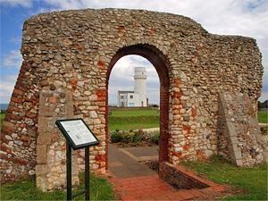 Ruins of St Edmund's Chapel in Old Hunstanton, west Norfolk.