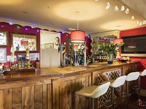 Comfortable well-stocked bar at the Great Danes Country Inn.