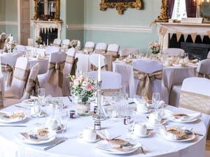 Decorated tables inside King's Lynn Town Hall in west Norfolk.