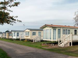 Caravans available for hire at Pioneer Holiday Park, west Norfolk.