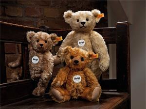 Three Steiff beers sold at The Steiff Shop in King's Lynn, west Norfolk.