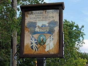 The classic village sign of Burnham Thorpe.