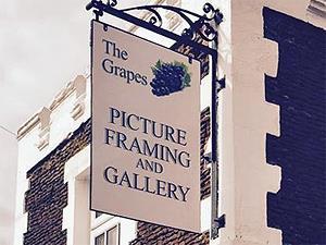 Grapes Picture Framing and Gallery outdoor sign.