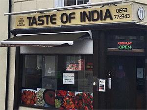 Exterior of Taste of India in King's Lynn, west Norfolk.