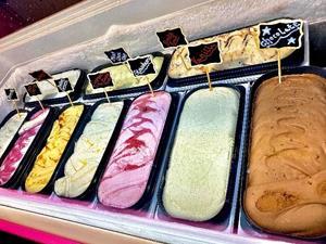 Fantastic range of artisan ice creams sold at WaffleOpolis in King's Lynn, west Norfolk.