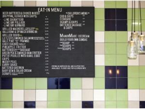 The delicious eat-in menu at Eric's Fish and Chips.