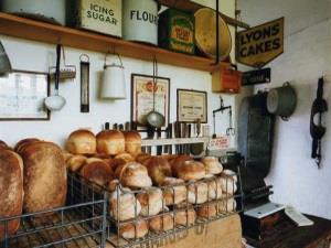 The bread display in the bakery at Bircham Windmill in Great Bircham.