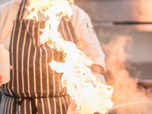 A chef cooking up delicious dishes inside The Lodge restaurant in Hunstanton, west Norfolk.