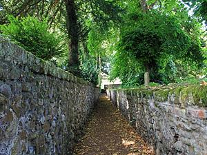 The leafy pedestrian route near the churchyard in Sedgeford in west Norfolk.