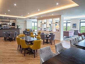 Enjoy a great selection of locally sourced food and drink in a contemporary setting with beautiful views of the golf course.