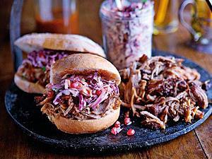 Delicious dish of pulled pork burgers served at the Marriotts Warehouse in King's Lynn, west Norfolk.