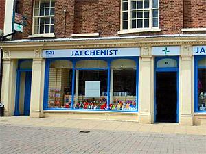 Exterior of Jai Chemist down King's Lynn high street, west Norfolk.
