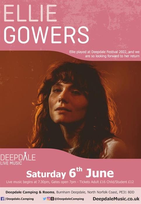 Poster: Image of Ellie Gowers, Text reads: Saturday 6th June