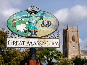 The village sign at Great Massingham, west Norfolk.