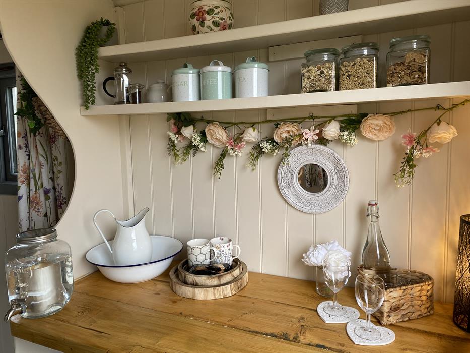 chic accessories included in your glamping shepherds hut when you stay here with us at Hunstanton Camping & Glamping
