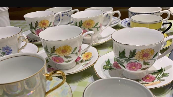 Image of vintage teacups and saucers
