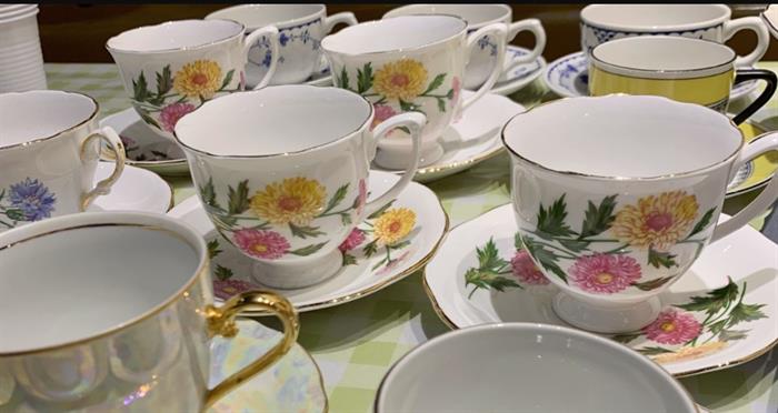 Image of vintage teacups and saucers