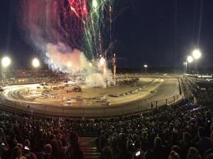 The Adrian Flux Arena lit up with fireworks in west Norfolk.