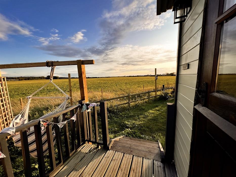 stunning views of the fields from our glamping shepherds huts